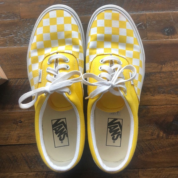 bright yellow checkered vans